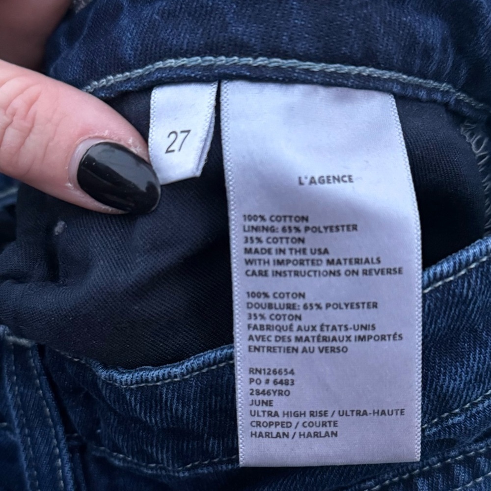 L’Agance June Ultra High Rise Cropped Stovepipe Jeans in Harlan size 27 - Picture 2 of 7